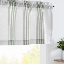Cortina Visillo Jaspeada de Lino Jinchan a Rayas 127x41 cm Verde Cortina Visillo Jaspeada de Lino Jinchan a Rayas 127x41 cm Verde