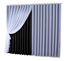 cortina voal com forro em tecido blackout preto 3,00x2,80 cortina voal com forro em tecido blackout preto 3,00x2,80