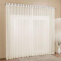 Cortina voal sala ou quarto para varão simples ilhos cromado 6m