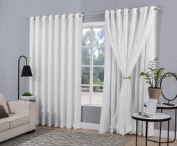 Cortina Voal Xadrez Forro Tecido Blackout Branco 3,00X2,50M