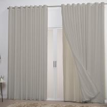 Cortina Voil 3,00x2,80m Flame com Forro em Micropercal - Avelã Cortina Voil 3,00x2,80m Flame com Forro em Micropercal - Avelã