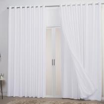 Cortina Voil 4,00x2,80m Flame com Forro em Micropercal - Branco Cortina Voil 4,00x2,80m Flame com Forro em Micropercal - Branco