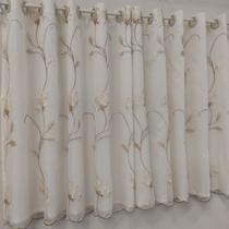 Cortina Voil Bordada Com Forro Leve Microfibra Janela Quarto Sala Cozinha 3,00x1,40 Luxo