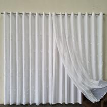 Cortina Voil Bordada Com Forro Microfibra 3 Metros De Largura Com Altura Personalizável Cortina Voil Bordada Com Forro Microfibra 3 Metros De Largura Com Altura Personalizável