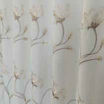 Cortina Voil Bordada Luxo Voal Bordado Com Forro Alto Padrão 3,00x2,50