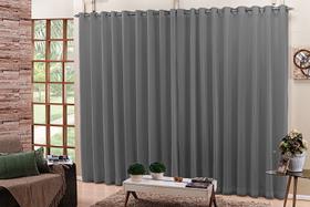 Cortina Voil Cinza 6,00x2,80 Forro Microfibra Ilhós Cromado