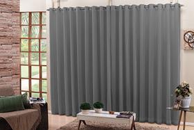 Cortina Voil Cinza 6,00x2,80 Forro Microfibra Ilhós Cromado