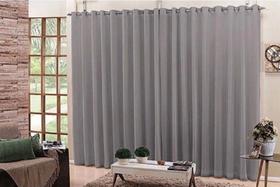 Cortina Voil Cinza Sala Quarto 4,00x2,80 Ilhós Cromado