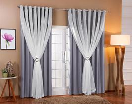 Cortina Voil Com Forro Blackout Tecido 2,80X1,80 Sala Quarto