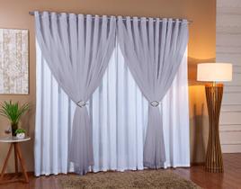 Cortina Voil Com Forro Microfibra Sala E Quarto 6,00 x 2,50 Várias Cores
