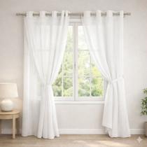 Cortina Voil Flame Gaze Linho 4,00x2,60m com Forro Microfibra Sala Quarto Sacada Cortina Voil Flame Gaze Linho 4,00x2,60m com Forro Microfibra Sala Quarto Sacada