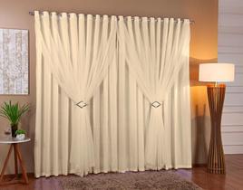 Cortina Voil Forro Microfibra Sala E Quarto 8,00X2,60 Palha Cortina Voil Forro Microfibra Sala E Quarto 8,00X2,60 Palha