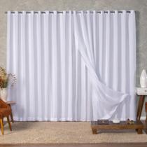 Cortina Voil Gaze de Linho 4,00 x 2,40/2,50/2,60/2,80 c/ Forro de Microfibra