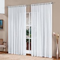 Cortina Voil Gaze de Linho Rústica Super Luxo Dubai 2,0m x 1,70m Branco - Decorativa Enxovais