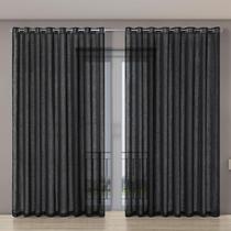 Cortina Voil Ge Linho 2,80M X 2,30M Porta Sala Luxo Preto