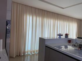 Cortina Voil Maldivas Bege Luxo - Modelo Prega Macho - 2,80x2,50m