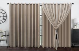 Cortina Voil Xadrez 6.00x2.40 Com Forro Blackout Cortina Voil Xadrez 6.00x2.40 Com Forro Blackout