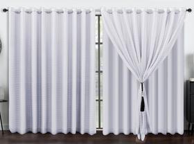 Cortina Voil Xadrez 7.00 x 2.20 Forro Microfibra