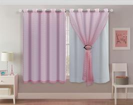 Cortina Voil Xadrez 7.00 x 2.20 Forro Microfibra