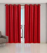 Cortina Voil Xadrez Com Forro Blackout 3,00 X 2,80 Vermelho