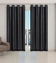 Cortina Voil Xadrez Com Forro Blackout 4,00 X 2,80 Preto