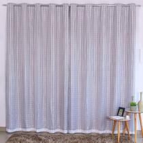 Cortina Voil Xadrez com Forro Microfibra 6,00x2,50 com Ilhós Cromado Decoração Cortina Voil Xadrez com Forro Microfibra 6,00x2,50 com Ilhós Cromado Decoração