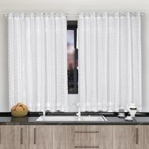 Cortina Voil Xadrez Para Cozinha 2,80 X 1,20 Com Forro de Microfibra