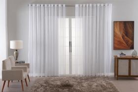 Cortina Voil Xadrez Para Sala, Quarto e Cozinha 2,80 x 1,80 Branco
