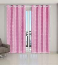 Cortina Voil Xadrez Para Sala, Quarto e Cozinha 3,00 x 2,50 Rosa