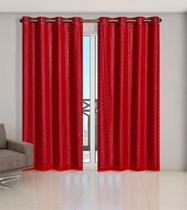 Cortina Voil Xadrez Para Sala, Quarto e Cozinha 4,00 x 2,80 Vermelho
