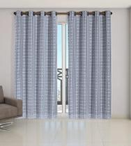 Cortina Voil Xadrez Sala, Quarto E Cozinha 2,00 X 1,70 Cinza
