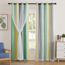 Cortina XiDi Arco-Íris Verde Amarelo Cinza 132x229 cm Cortina XiDi Arco-Íris Verde Amarelo Cinza 132x229 cm