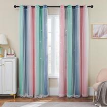 Cortina XiDi de dupla camada Star Print Blackout 160x86 cm