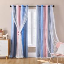 Cortina XiDi Dream Star Kids Blackout Rosa Cinza Azul W86xL160cm