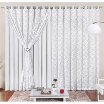 Cortina Yasmin 2 Metros Branca Tecido Malha Com Renda Floral Sala Ou Quarto Cortina Yasmin 2 Metros Branca Tecido Malha Com Renda Floral Sala Ou Quarto