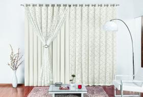 Cortina Yasmin Varão Simples 2,00m x 1,70m Malha com Renda Palha Cortina Yasmin Varão Simples 2,00m x 1,70m Malha com Renda Palha