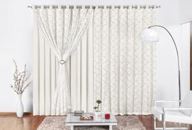 Cortina Yasmin varao simples renda e forro 4,00x2,50 palha