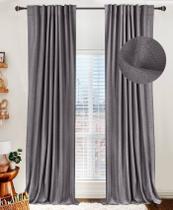Cortinas 100% Blackout Shield Linen, 2 painéis, 50 x 240 cm, cinza escuro