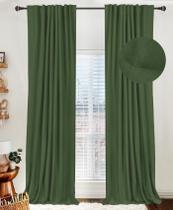 Cortinas 100% Blackout Shield Linen 50x72cm, verde musgo, 2 painéis