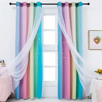 Cortinas Anjee Rainbow para meninas, quarto 132x213cm, 2 painéis