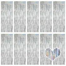 Cortinas Backdrop Ohiyoo Silver Foil Fringe, pacote com 10 unidades, 1x2,5 m