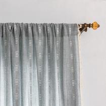 Cortinas BCLBUSTE Boho, bordado, listrado, azul, linho 213x213cm