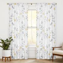 Cortinas Beauoop Floral Linen Semi Sheer 214 cm Amarelo Cinza Cortinas Beauoop Floral Linen Semi Sheer 214 cm Amarelo Cinza