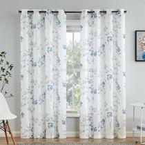 Cortinas Beauoop Floral Linen Semi Transparentes 213x213cm 2 painéis
