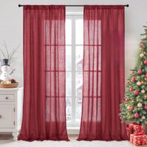 Cortinas BGment Burgundy Linen 29 cm de comprimento para sala de estar