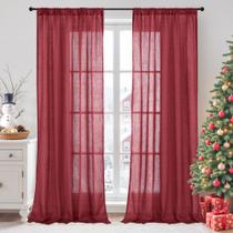 Cortinas BGment Linen 2 painéis 240x132cm Borgonha Semi Sheer Cortinas BGment Linen 2 painéis 240x132cm Borgonha Semi Sheer