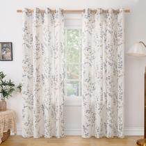 Cortinas BGment Linen, 213 cm de comprimento, folha floral, 2 painéis, marrom