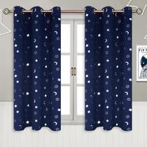 Cortinas BGment Navy Star e Moon Blackout 45x115cm 2 painéis