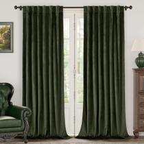Cortinas BGment Olive Green Velvet 229x229cm com Blackout