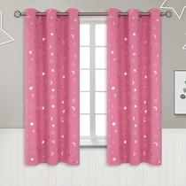 Cortinas BGment Pink Blackout com estrela e lua para meninas 160x160cm Cortinas BGment Pink Blackout com estrela e lua para meninas 160x160cm